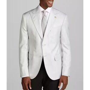 Jos‎ A Bank Tailored Fit Solid Dinner Jacket Blazer Silver 100%silk Size 44L